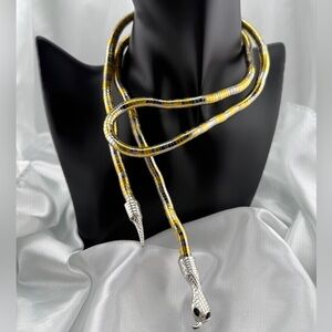 Serpentine fixable Serpent Snake Gold and Silver Wrap Necklace